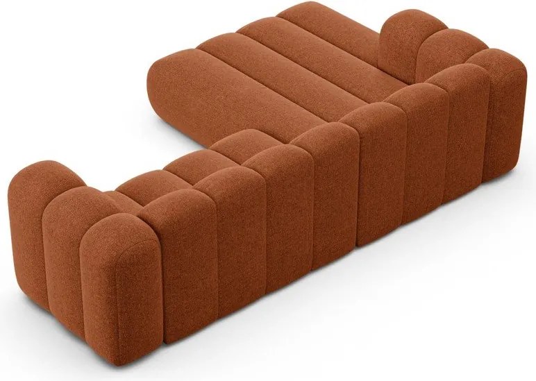 Colțar cărămiziu cu tapițerie din chenille (cu colț pe partea stângă/cu șezlong) Lupine – Micadoni