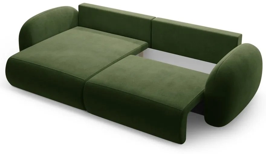 Colțar verde extensibil/cu spațiu de depozitare cu tapițerie din catifea Tonale – Cosmopolitan Design