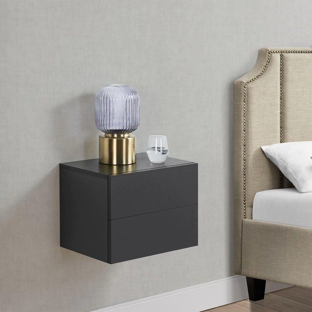 Noptiera 40x29x30 cm cu 2 sertare, neagra