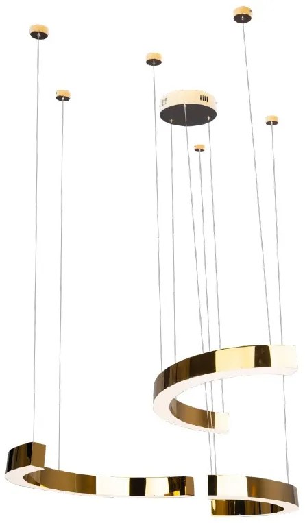 Lustra LED dimabila cu 3 pendule aurii suspendate LOTUS P0394 MX