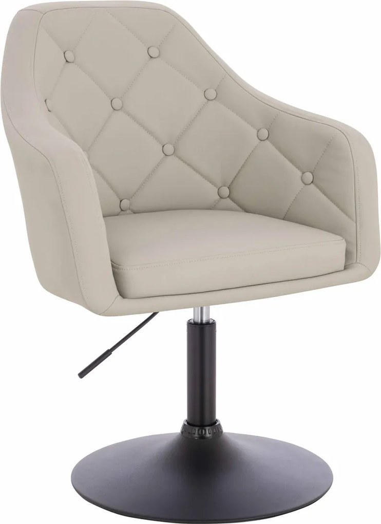 HR831N Scaun Ecru Piele Ecologica Premium Soft cu Bază Neagră