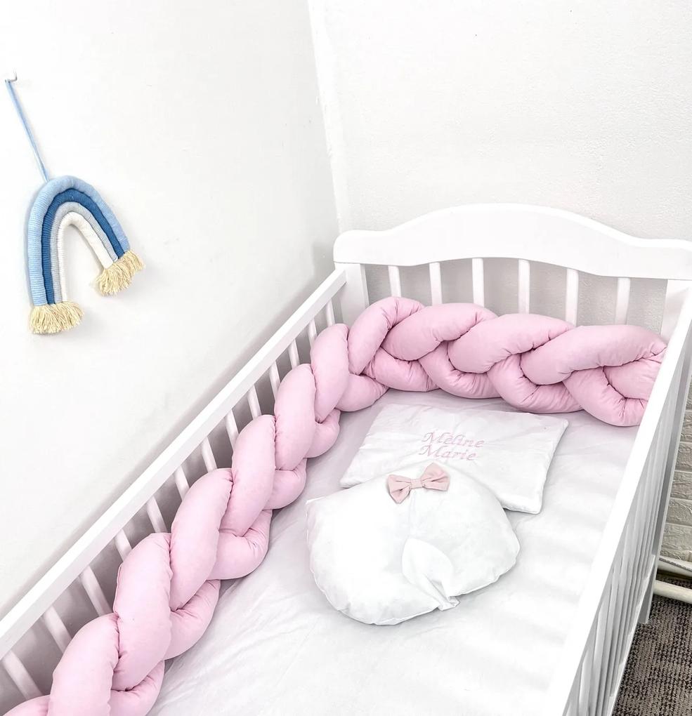 Apărătoare laterala pat bumper împletită 180 cm Deseda UNI Roz baby
