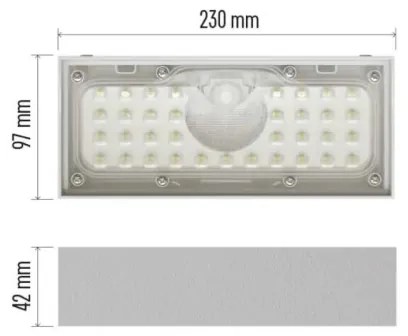Proiector LED solar cu senzor de mișcare LED/3,7V 3000mAh 4000K IP65 alb