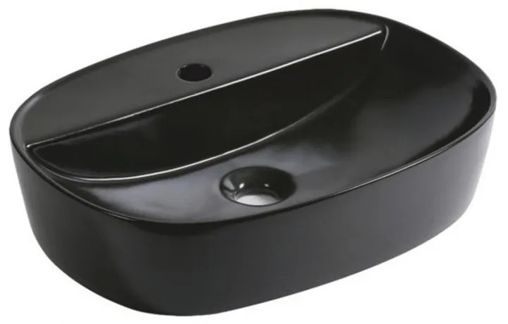 Lavoar ceramic KR-860, oval, 50,5x38x12 cm, negru mat
