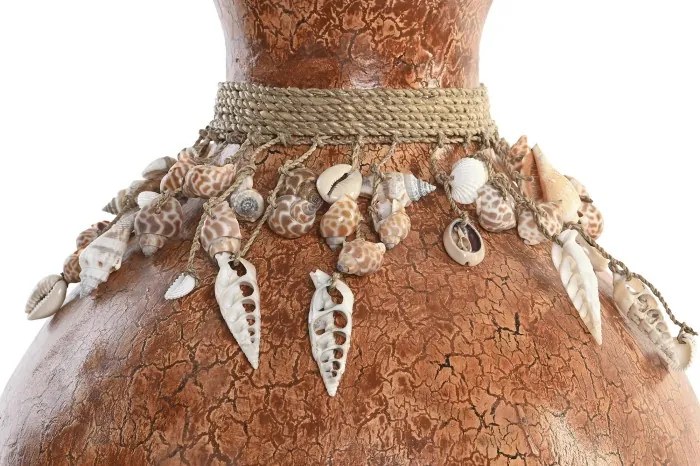 Vază decorativă Balinese multicolor din bambus cu structură din scoici, "Samudra"