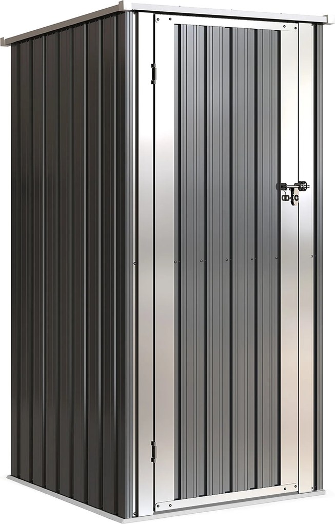 Outsunny Șopron de Grădină Exterior 0,69 m² 83x89x163 cm cu Acoperiș Înclinat Ușă cu Închizătoare Include Mănuși Gri Închis | Aosom Romania