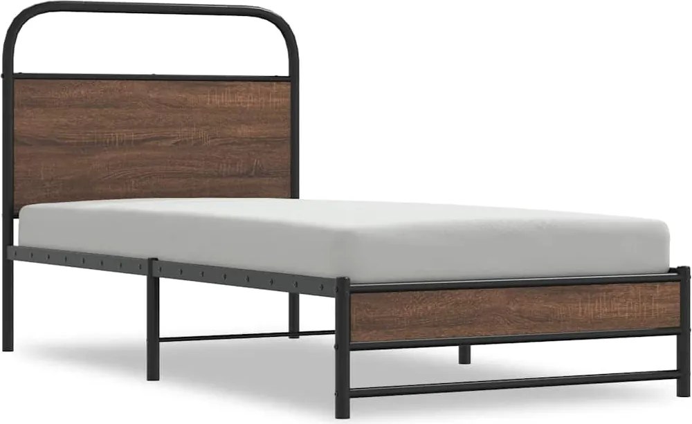 vidaXL Cadru pat fără saltea stejar maro, 100x200 cm, lemn prelucrat