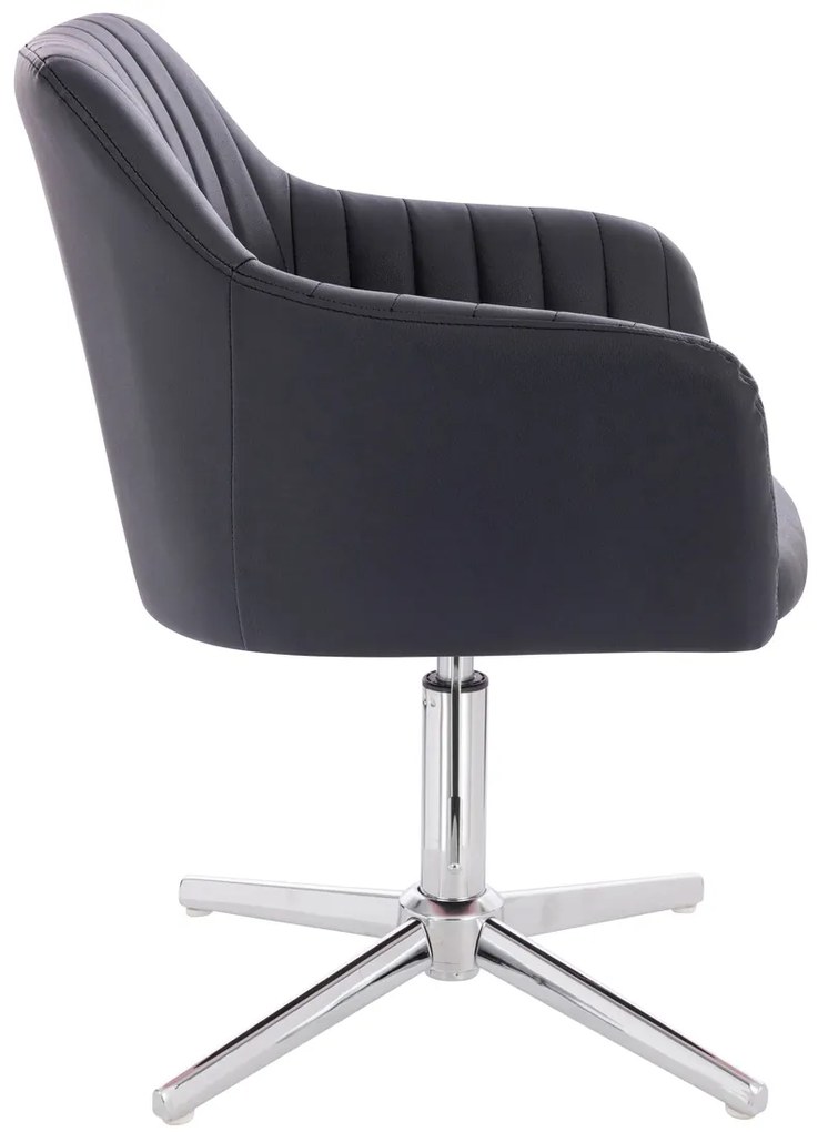 HC190CROSS Scaun Neagră din Piele Ecologica cu Bază Cromata