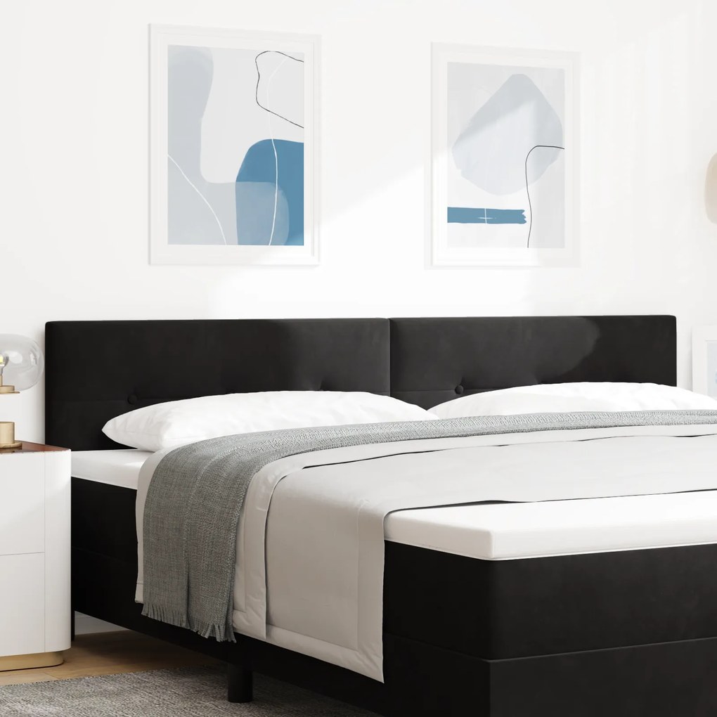 vidaXL Tăblie cap cu lumini cu bandă LED Negru 100 cm Catifea