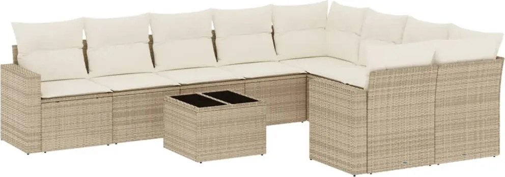vidaXL Set canapele de grădină cu perne, 10 piese, bej, poliratan