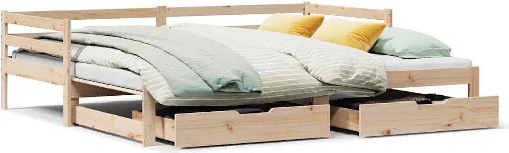 vidaXL Pat de zi cu extensie și sertare fără saltea, 80x200 cm
