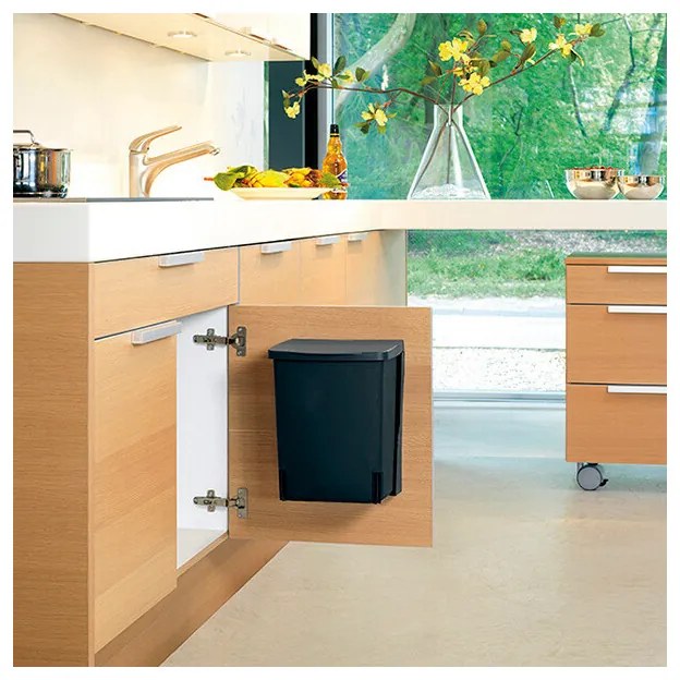 Cos de gunoi incorporabil Brabantia 647043, 10 L, Deschidere larga, Curatare usoara, Negru