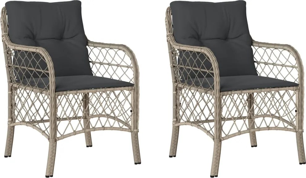 vidaXL Fotolii de grădină cu perne, 2 buc., gri deschis, poliratan