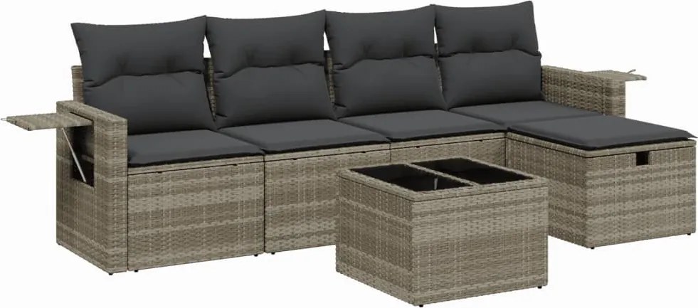 vidaXL Set canapele de grădină cu perne, 6 piese gri deschis poliratan