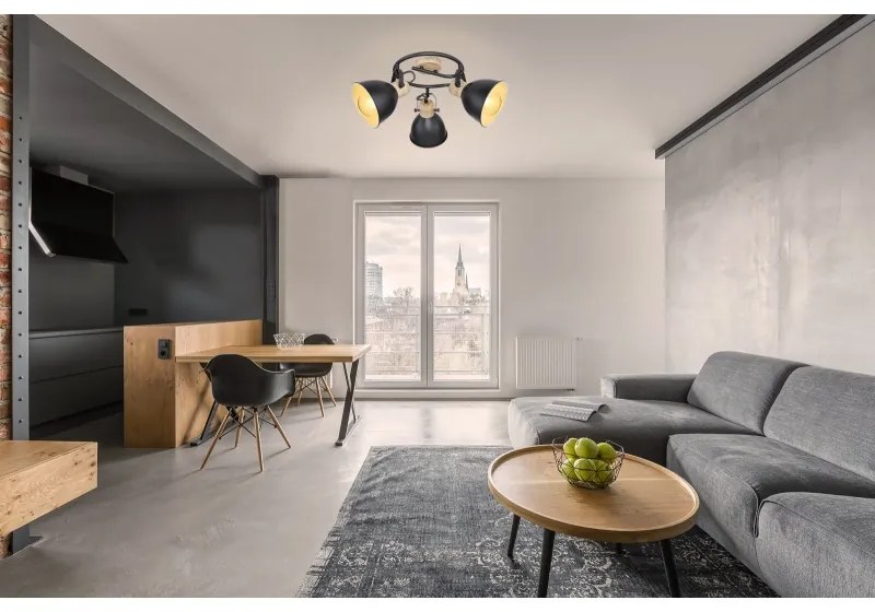 Plafoniera metal stil industrial WIHO 3 negru/maro