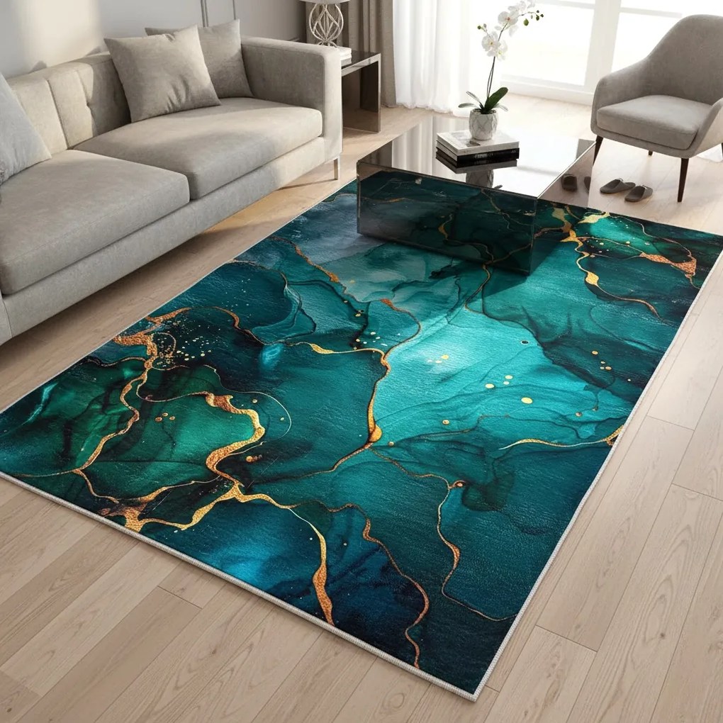 Covor cameră antiderapant, 200x300 cm, Modern Abstract Marmorat