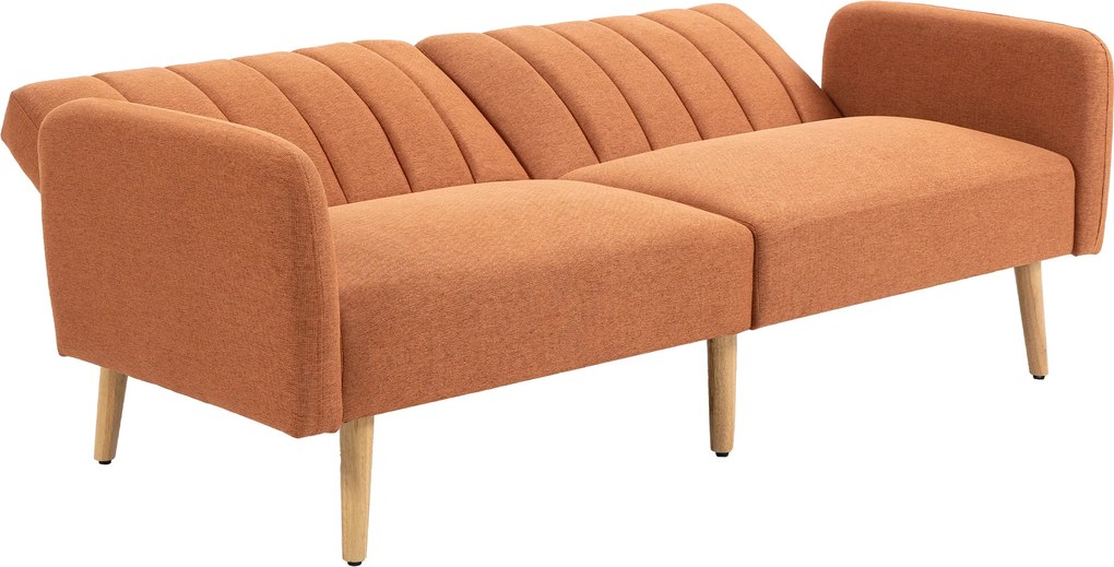 HOMCOM Canapea Extensibilă 2 Locuri Design scandinav Spătar reglabil în 3 poziții Picioare din lemn Material aspect in maro | Aosom Romania
