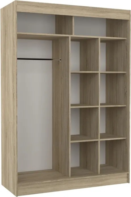 Dulap cu usi glisante si oglinda 150x215 cm, Balton, ADRK Furniture (Culoare: Negru)