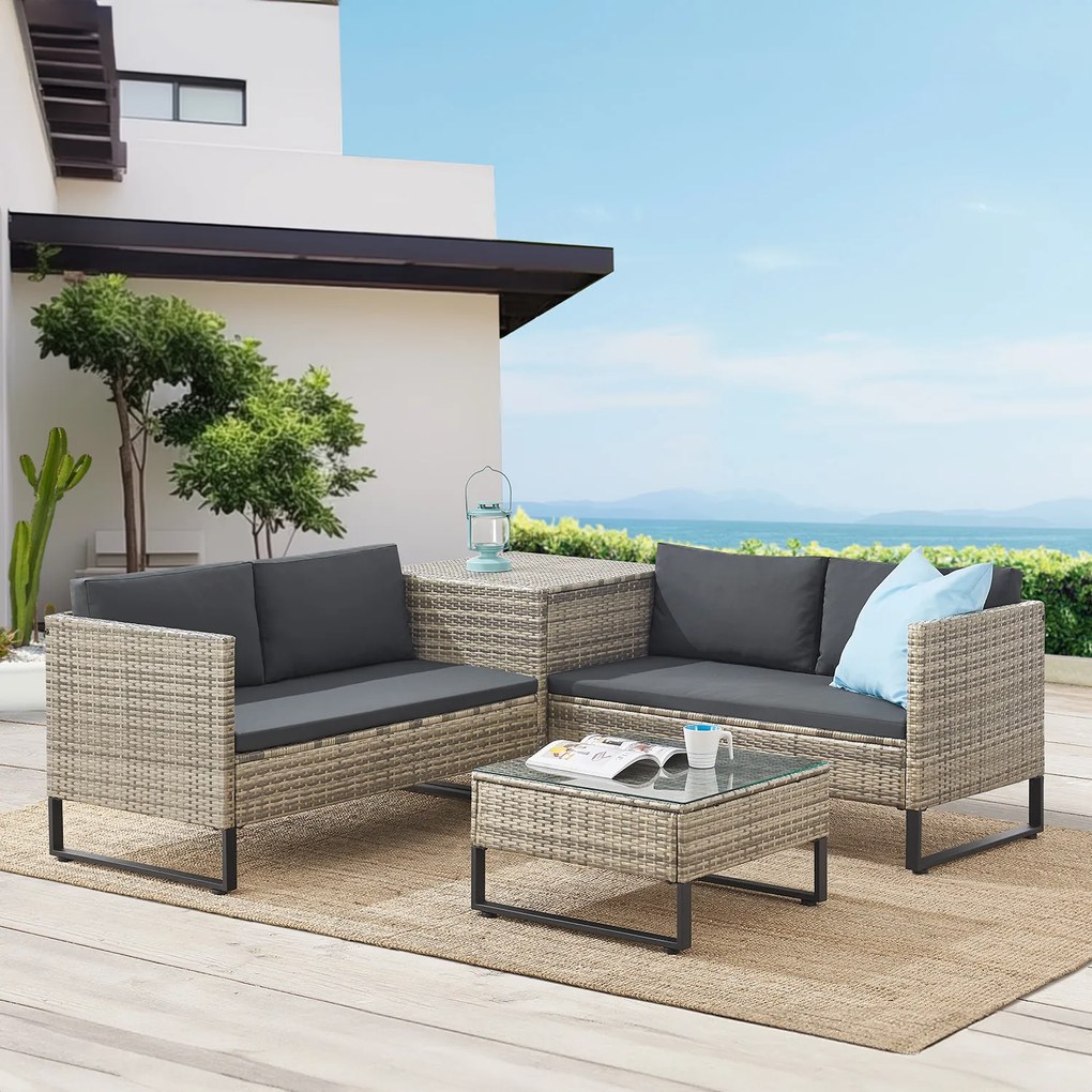 Juskys Set rattan Santorini - gri
