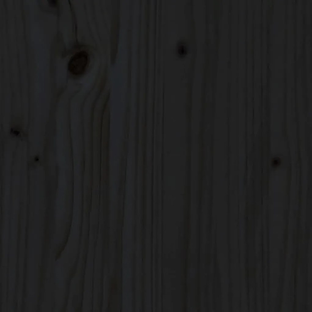 Pat inalt de dormitor, negru, 75x190 cm, lemn masiv de pin