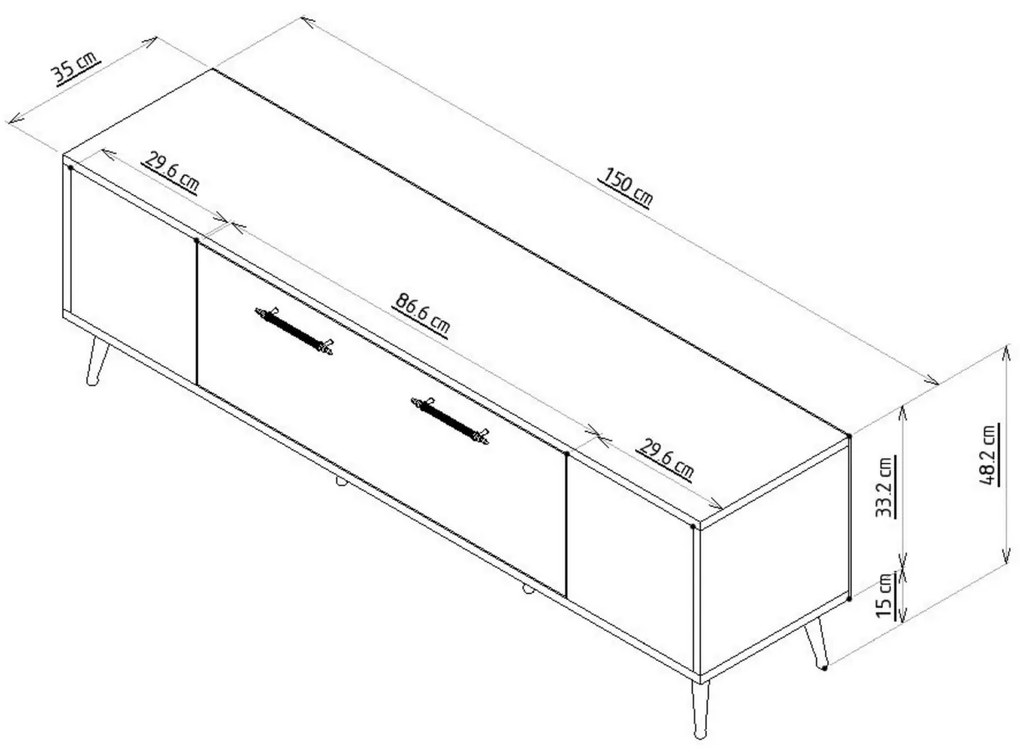 Consola TV Detas Alb 150x48.2x35 cm