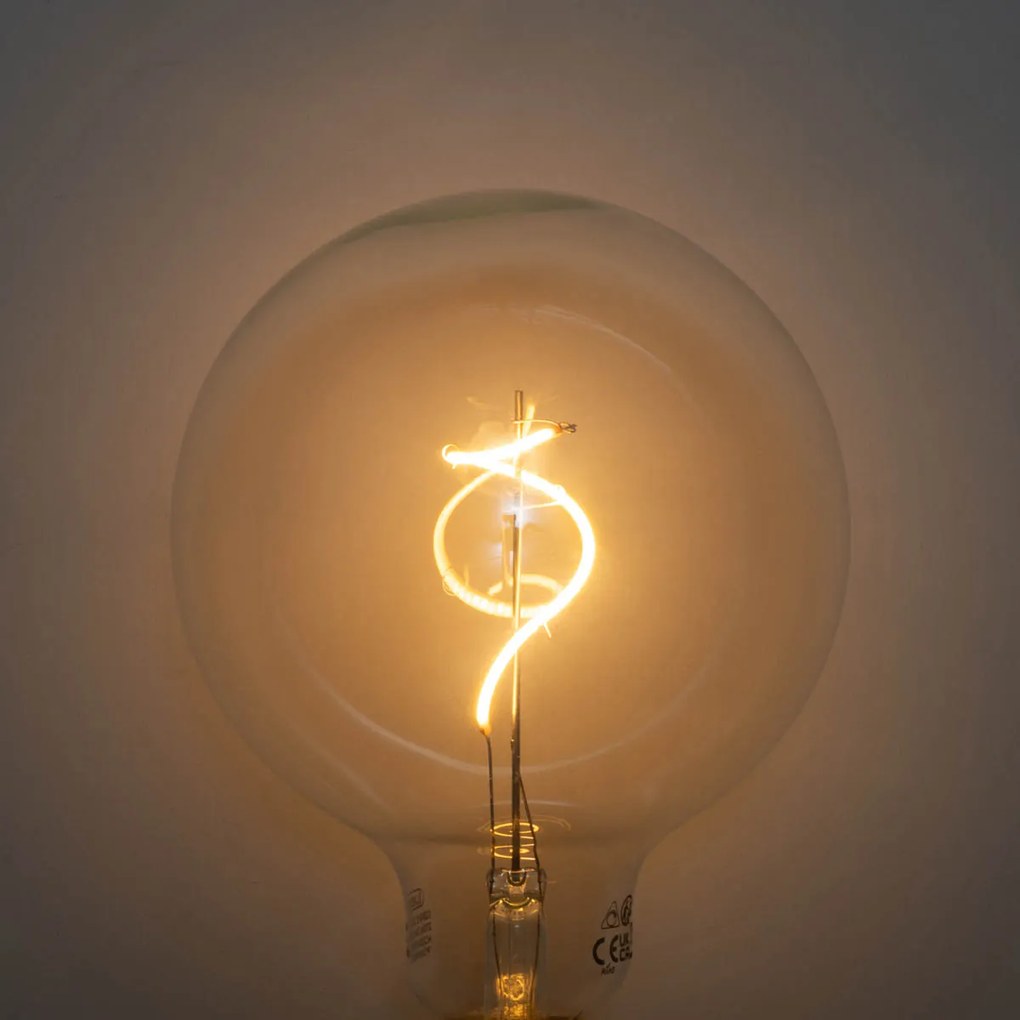 Set de 5 becuri LED E27 cu filament spiralat, dimabile, G125 4W 270LM 2200K