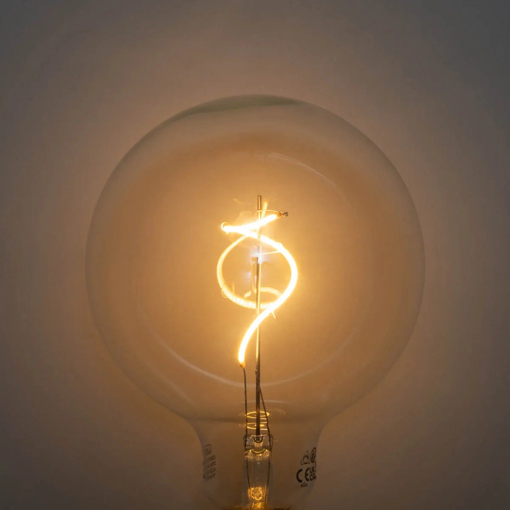 Set de 5 becuri LED E27 dimabile cu filament spiralat G125 4W 270 lm 2200K