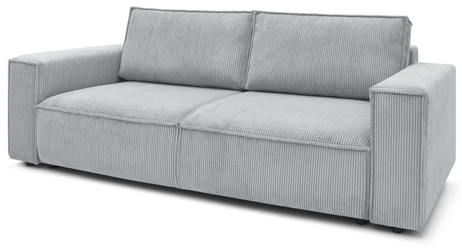 Canapea gri deschis extensibilă cu tapițerie din catifea reiată 245 cm Nihad – Bobochic Paris