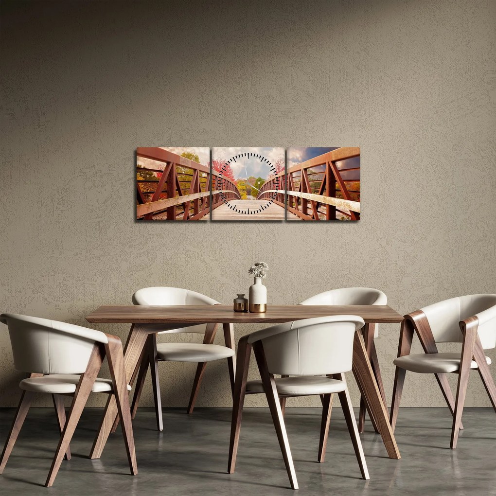 Tablou - pod din lemn (cu ceas) (90x30 cm)