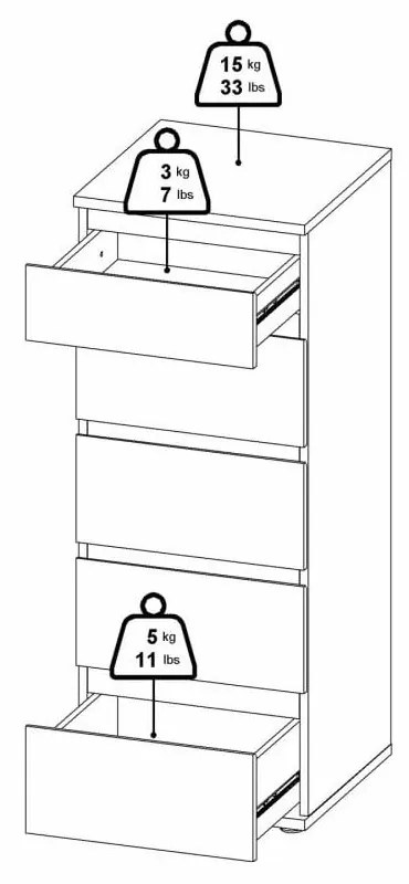 Comodă în culoare naturală înaltă cu aspect de lemn de stejar 40x107 cm Nova – Tvilum