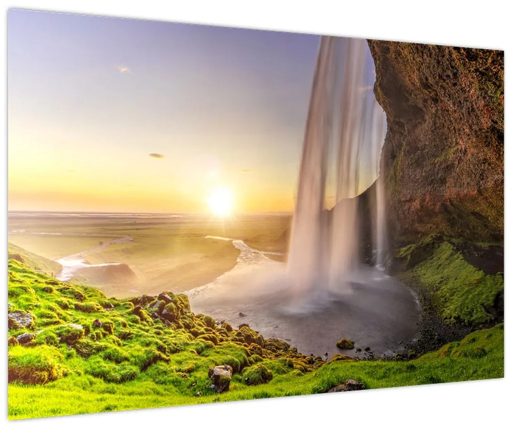 Tablou - Seljalandsfoss din spatele peșterii (90x60 cm)