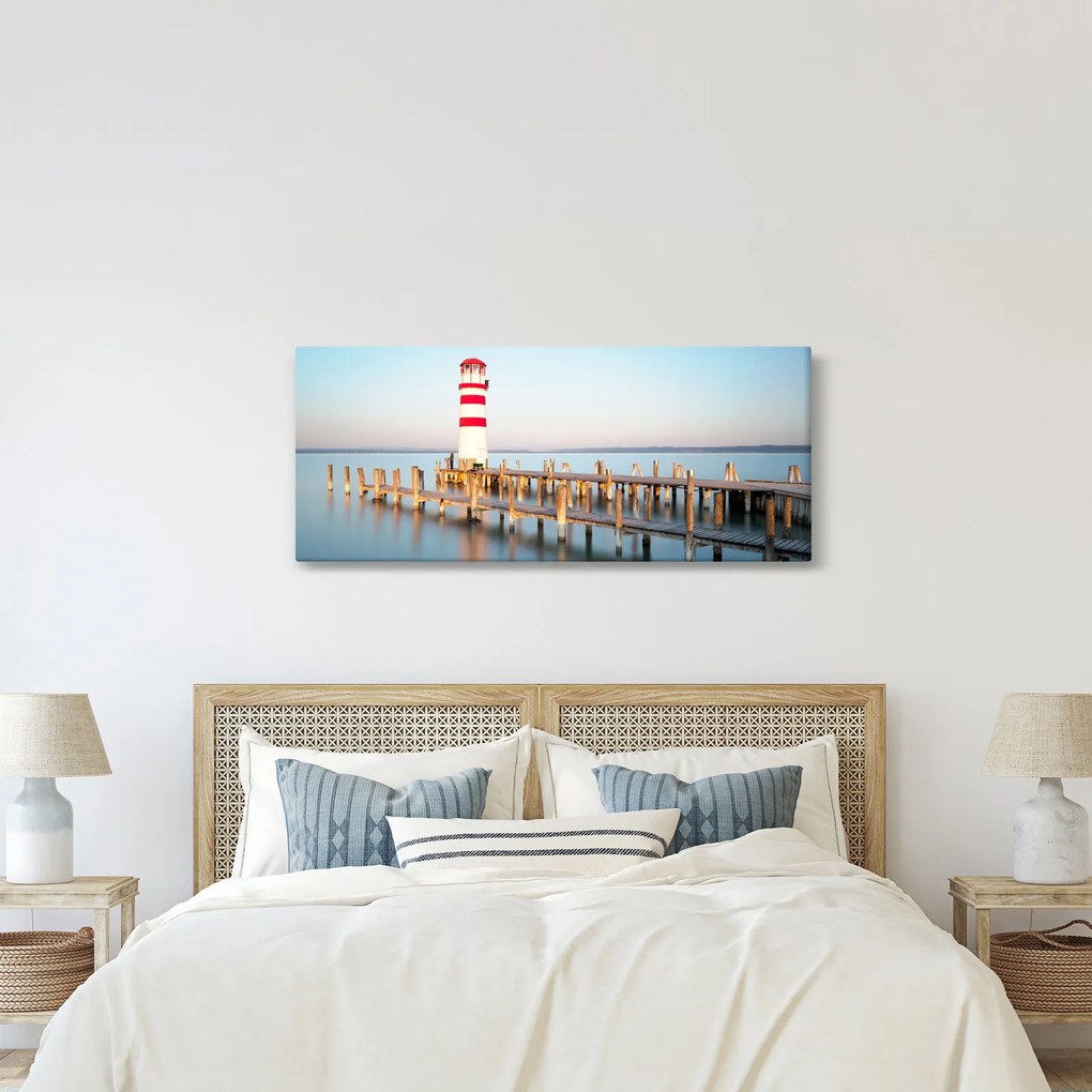 Tablou cu far la răsărit de soare (120x50 cm)