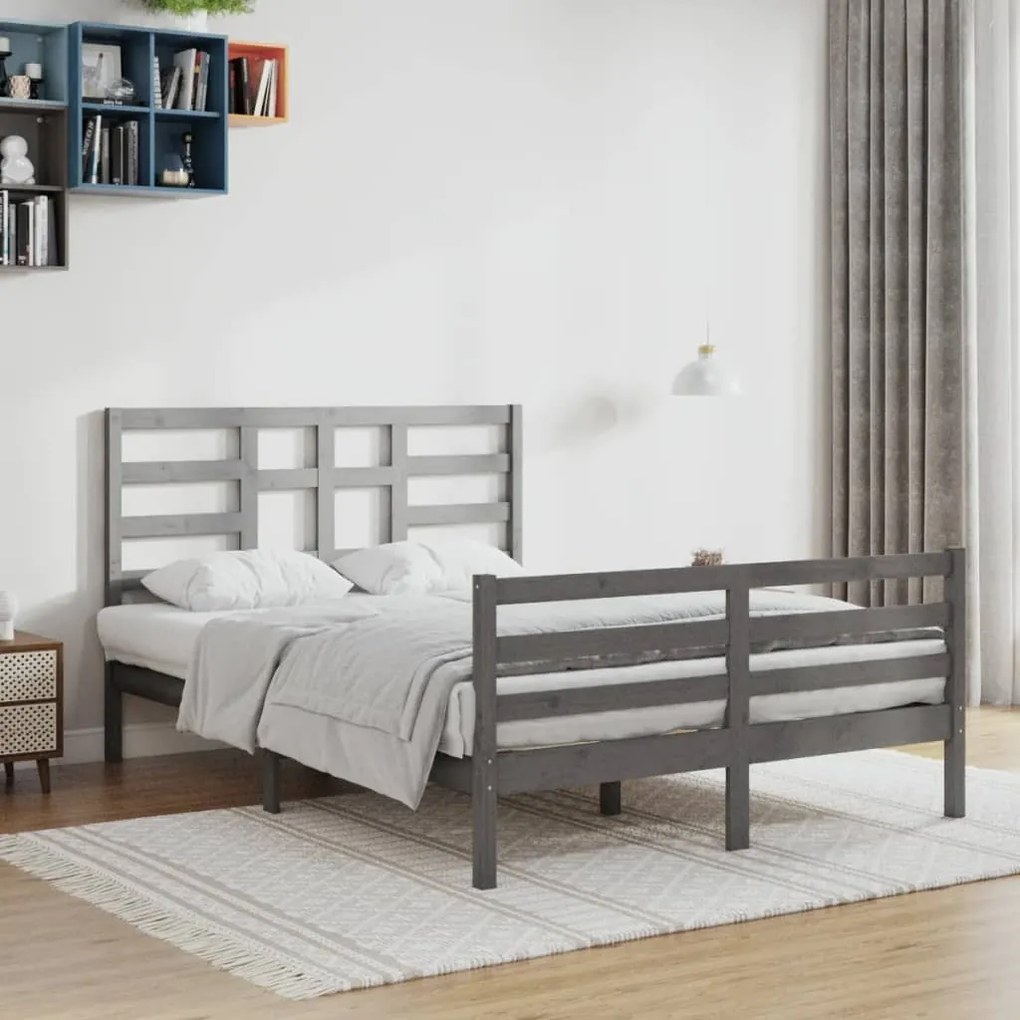 3105857 vidaXL Cadru de pat, gri, 120x200 cm, lemn masiv