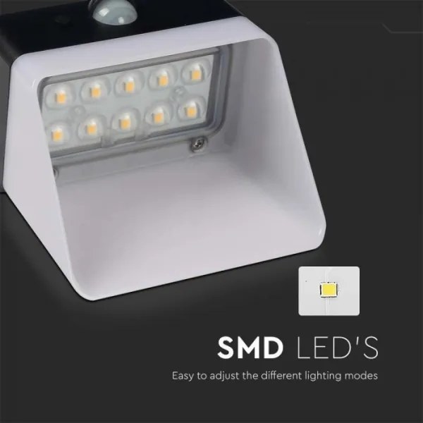 LED lampă solară de perete cu senzor, 2W, 3,7V, 4000K, IP65, 1200 mAh