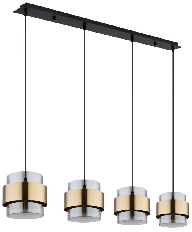 Lustra cu 4 pendule design modern MILLEY negru, auriu