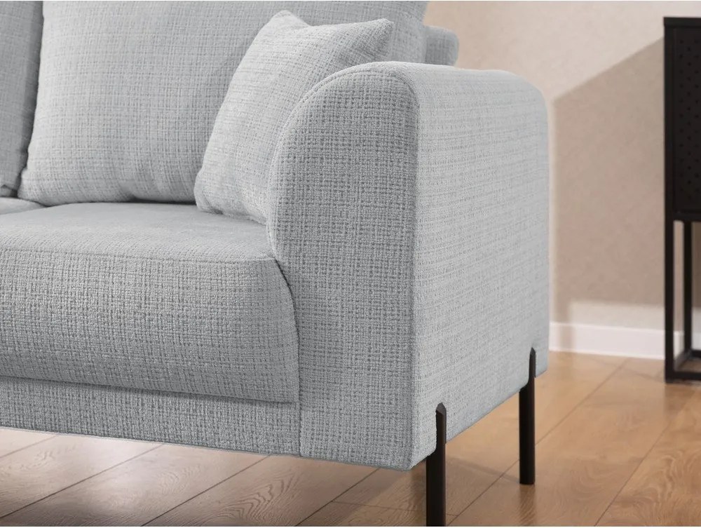 Colțar gri deschis cu tapițerie din chenille (cu colț pe partea stângă/în formă de ”L”) Mauris – Ropez