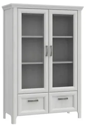 Vitrina Cu 2 Usi Si 2 Sertare Alexia, Stejar Alb, 106.7 Cm