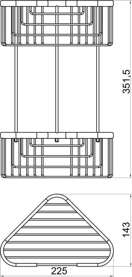 METALIA WIRE Etajeră de colţ cu două poliţe crom 6078,0