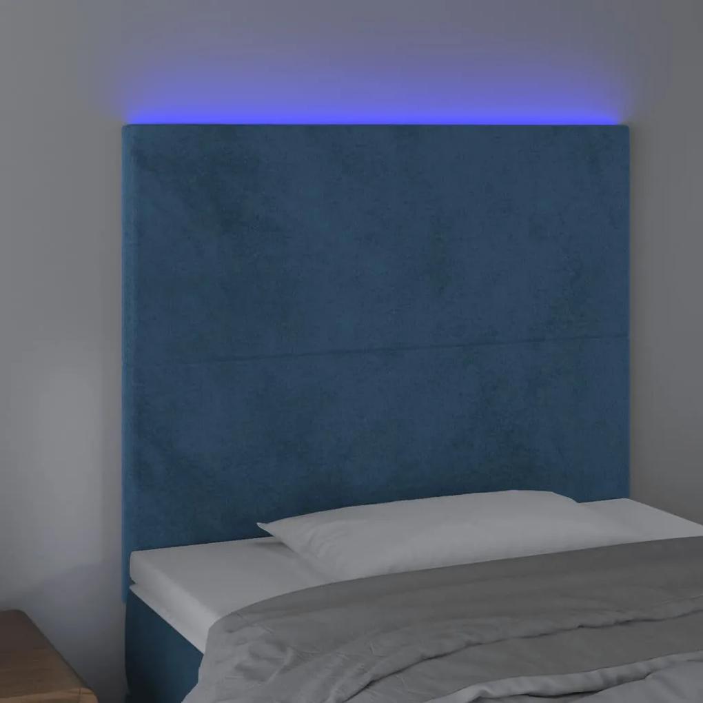 Tablie de pat cu LED, albastru inchis, 80x5x118 128cm, catifea 1, Albastru inchis, 80 x 5 x 118 128 cm