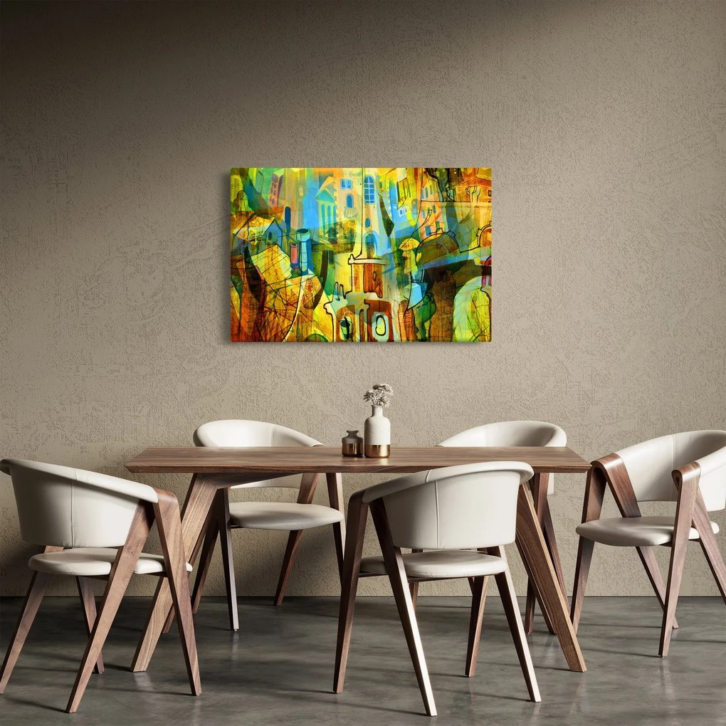 Tablou - Arhitectură, abstractizare cubistă (90x60 cm)