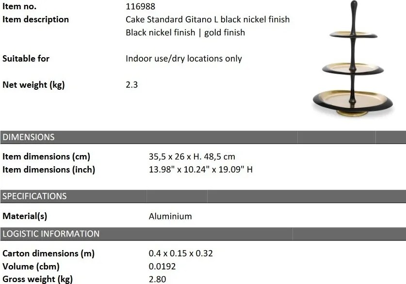 Suport prajituri, Trei platouri etajate design LUX Gitano L