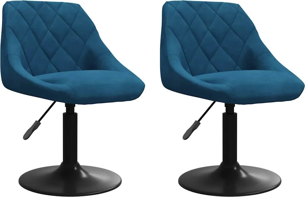 vidaXL Scaune de bucătărie pivotante, 2 buc., albastru, catifea