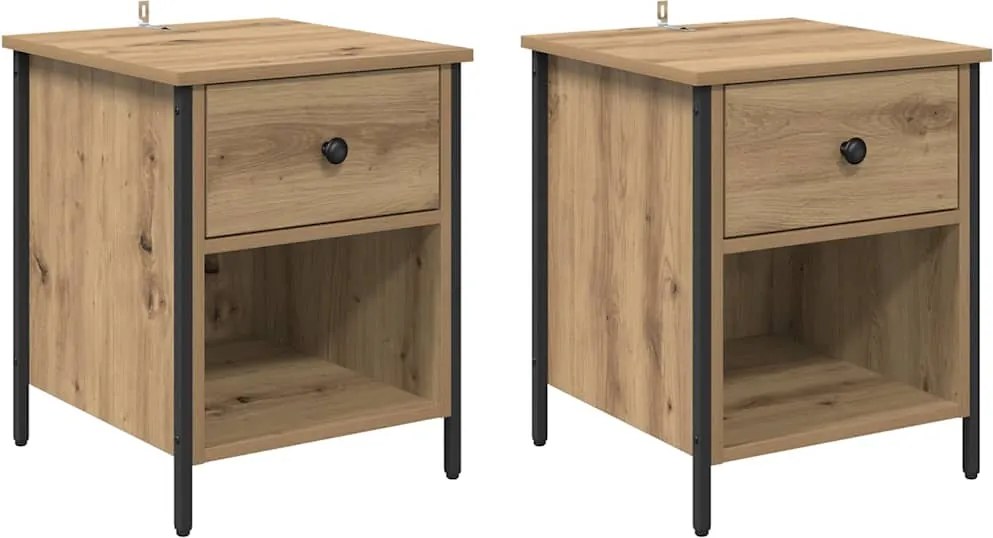 vidaXL Dulap de noapte 2 pcs Stejar Artizanal 40 x 42 x 50 cm