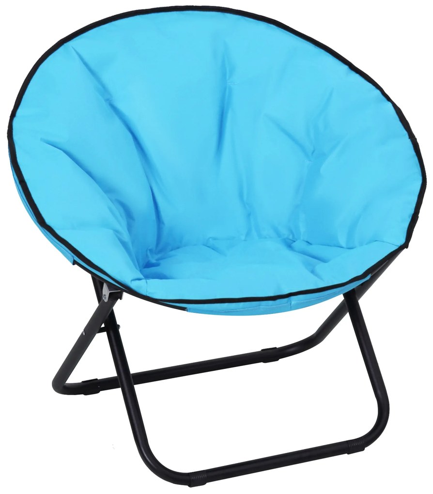 Outsunny Fotoliu Pliabil pentru Camping/Picnic, Șezut Umplut, Structură din Metal, Culoare Albastră, 80 x 80 x 75cm | Aosom Romania