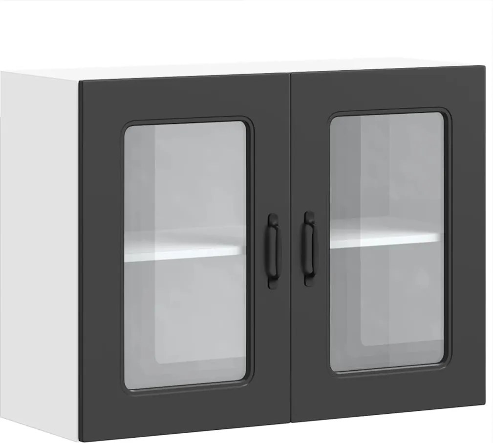 vidaXL Dulap de bucătărie cu ușă din sticlă „Kalmar” din lemn negru