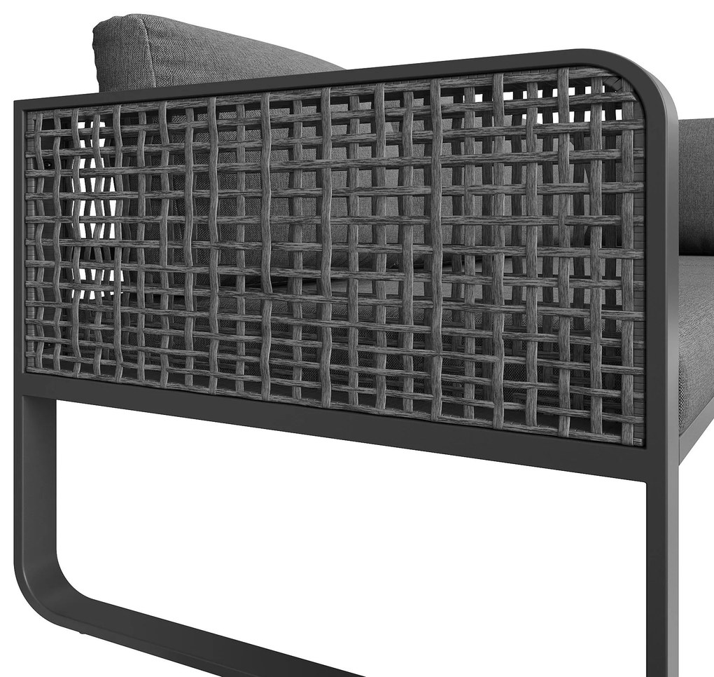Set de lounge pentru grădină pentru 6-7 persoane, mobilier din ratan cu cadru din fier galvanizat și picioare reglabile, inclusiv perne de șezut și spătar, Gri