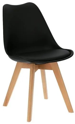 Scaun bucatarie/living, sezut PU, negru, 48.5x54x82 cm, Oslo