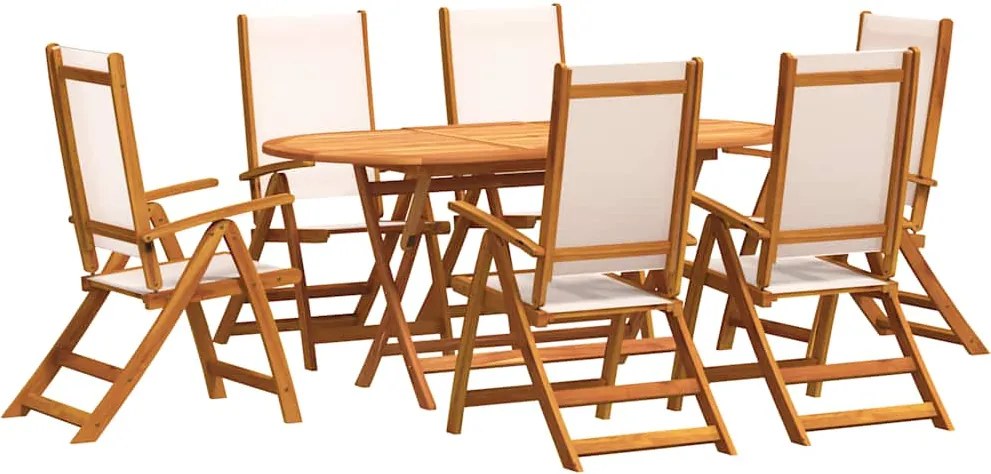 vidaXL Set mobilier de grădină, 7 piese, lemn masiv acacia/textilenă