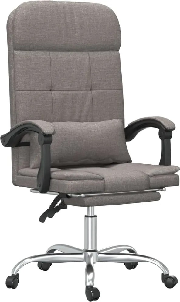 vidaXL Fotoliu de birou rabatabil cu masaj, gri taupe, textil