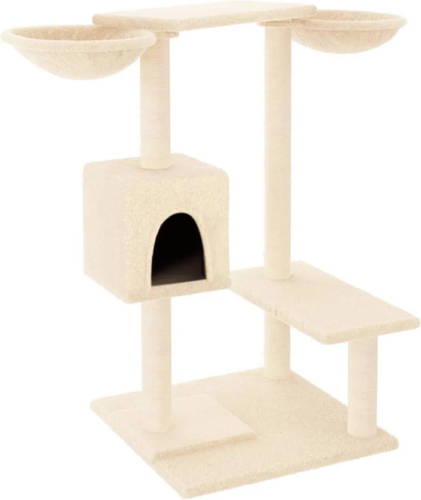 vidaXL Ansamblu de pisici cu stâlpi de zgâriat, crem, 82 cm